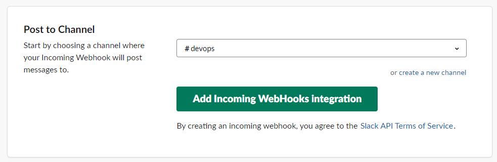 Click Add Incoming Webhooks Integration