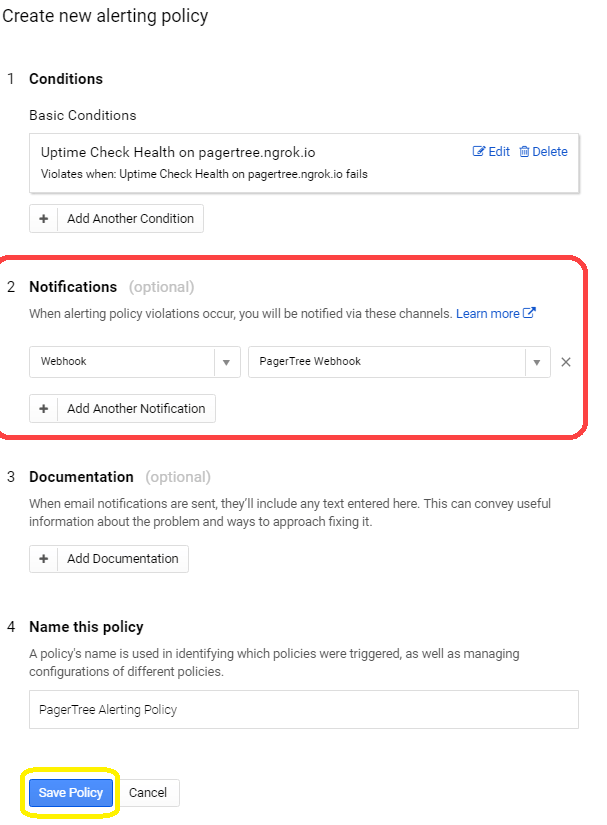 Create the Stackdriver Alerting Policy