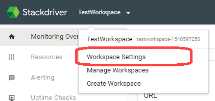 Menu Workspace Settings