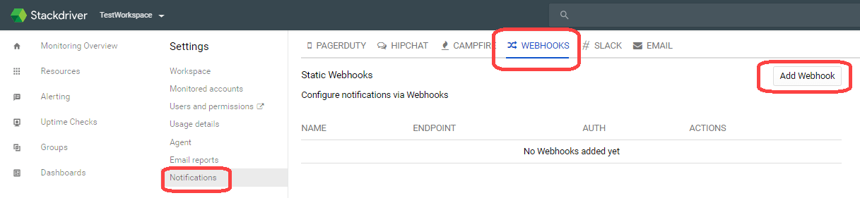 Navigate to Add Webhook