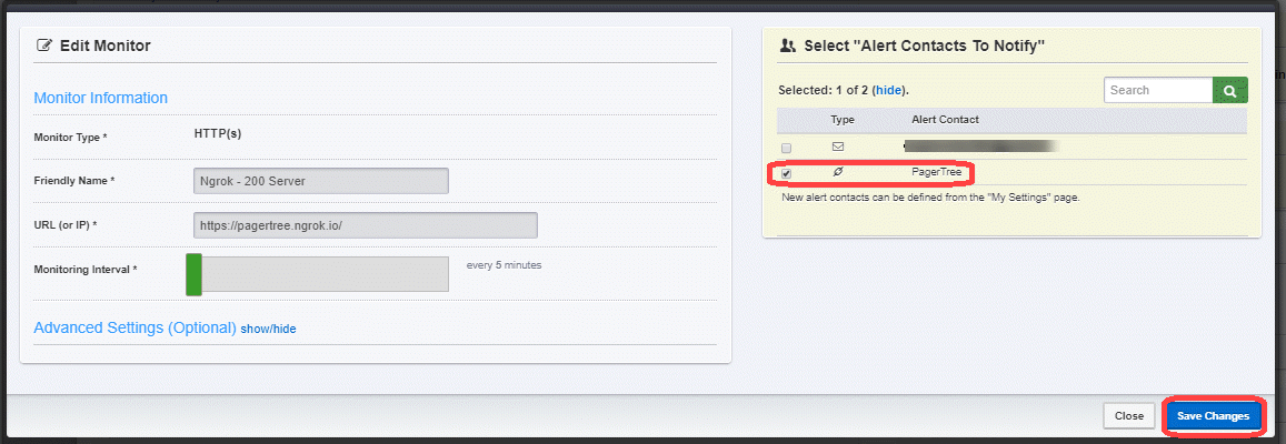 Select to notify PagerTree