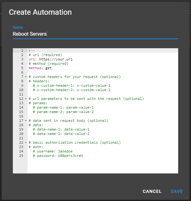 Create Automation Form