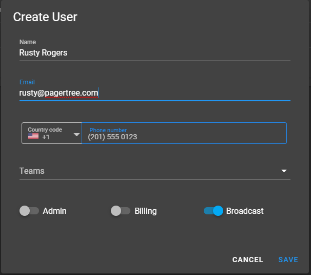 Create User Form