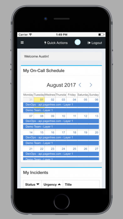 iPhone Screenshot with My On-Call Schedule