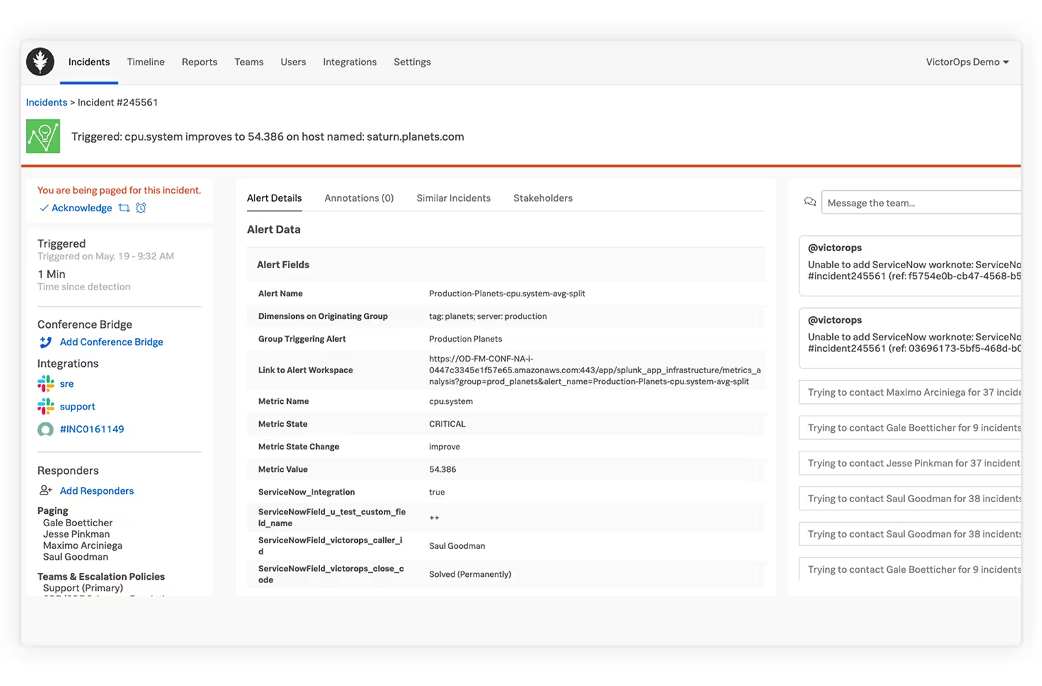 Splunk On-Call (formerly VictorOps) Screenshot
