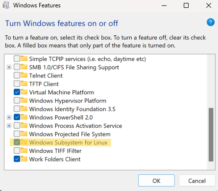 Enable Windows Subsystem for Linux
