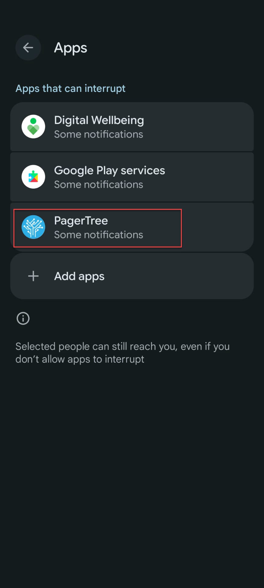 pagertree allowed apps