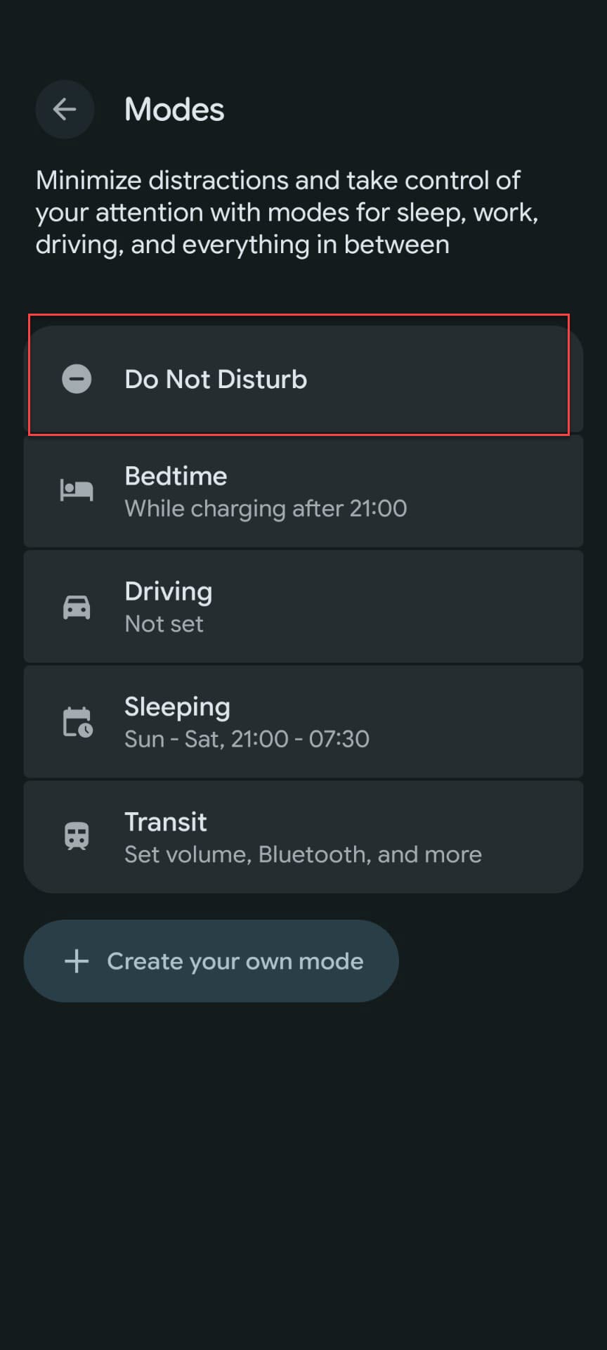 android modes