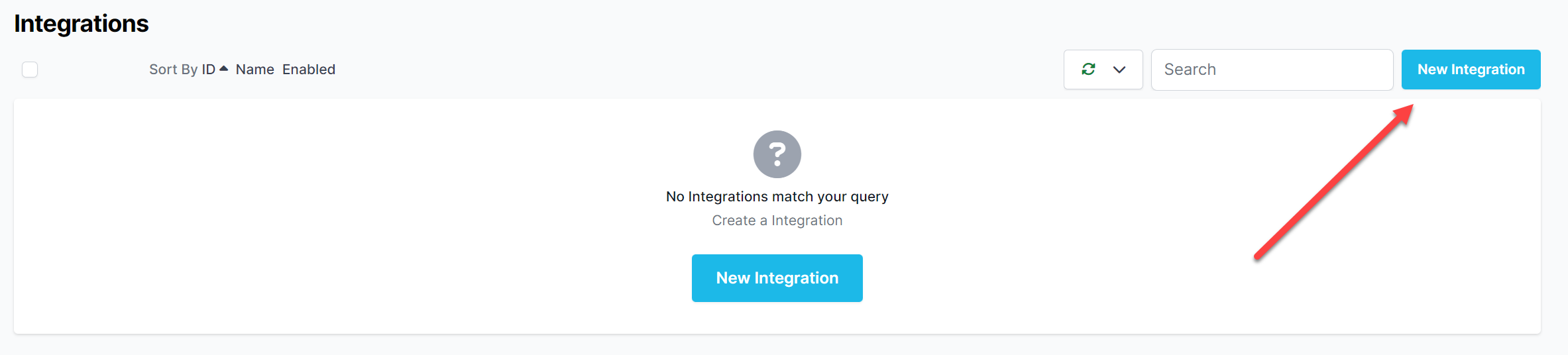 New Integration Button