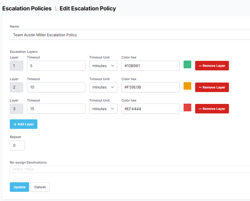 edit escalation policy forms