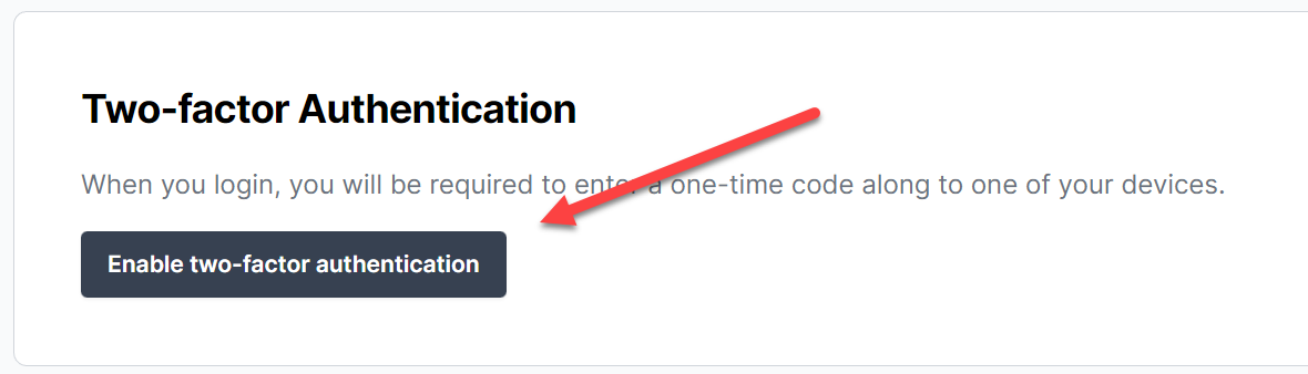 Enable two factor authentication button