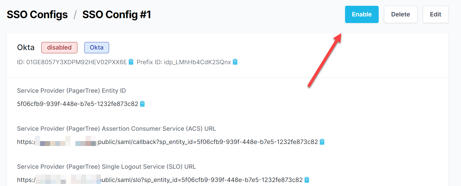 enable sso config button