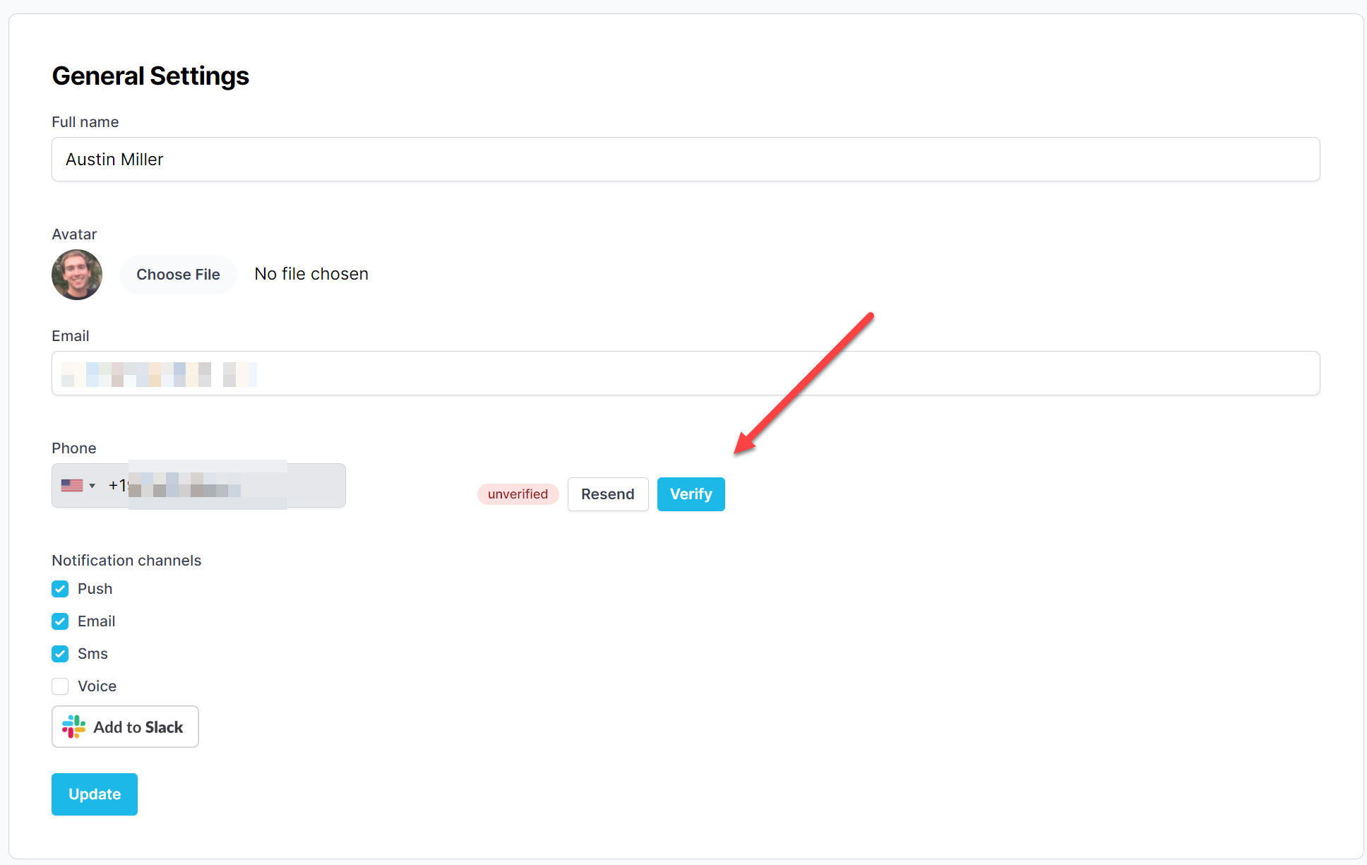 phone verify button