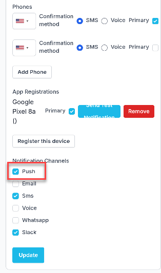 Push Notifications Enabled