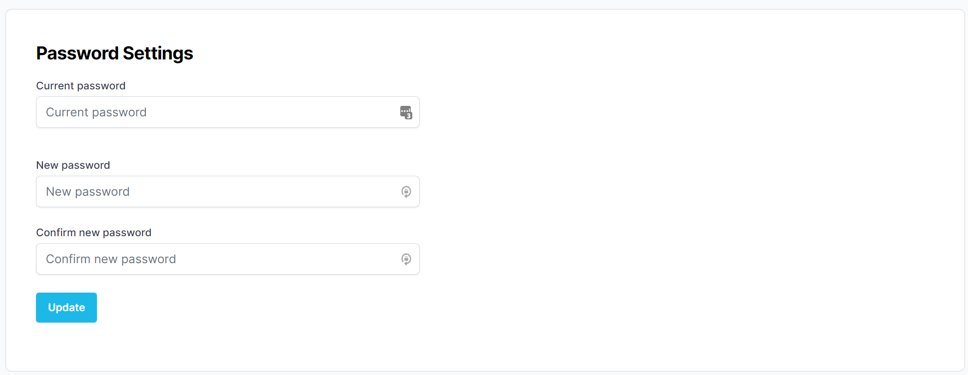 reset password form