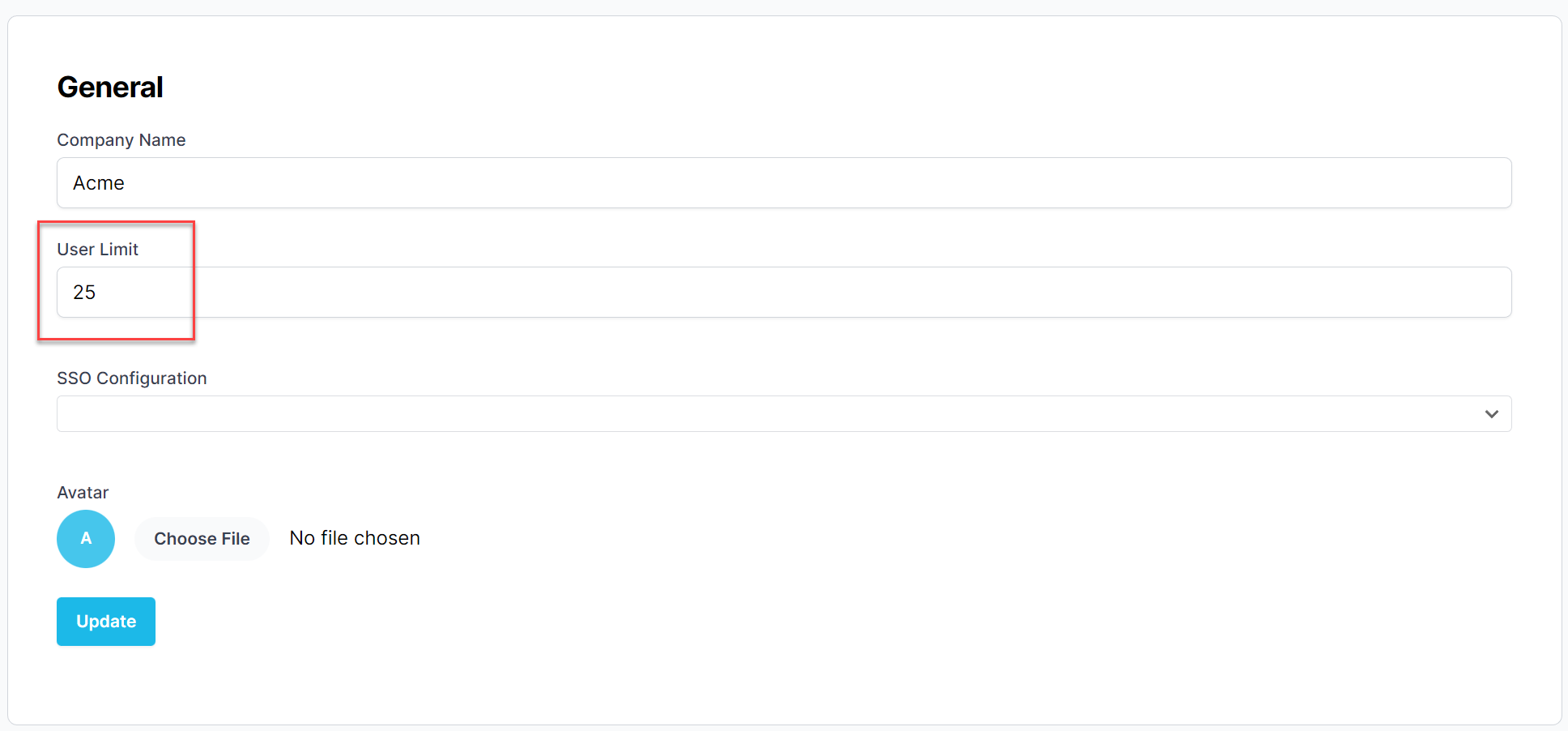 account user limit option