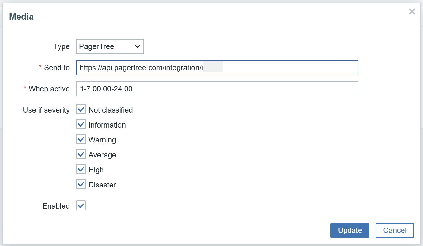 Zabbix User Configured Media Type